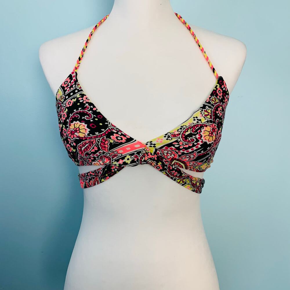 BCA by Rebecca Virtue Retro Floral Wrap Bikini Top Size Medium